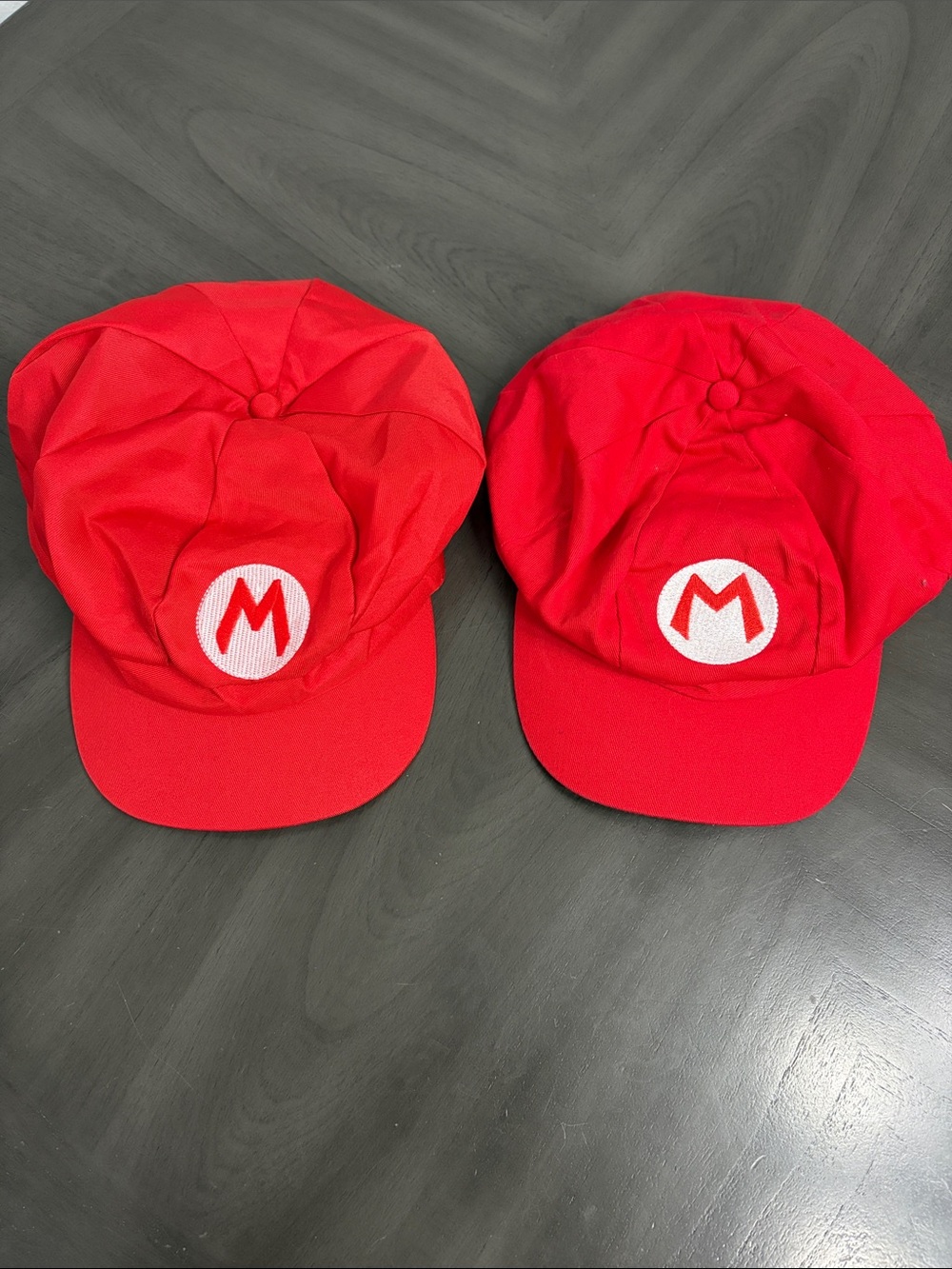 Lot of 2 Super Mario Bros Costume Red Hats Newsboy Caps Adult Size